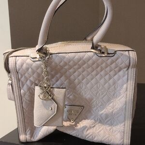 GUESS Quilted Satchel in Cream